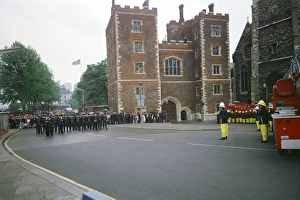 Images Dated 31st May 1977: Parade of firefighters down a street