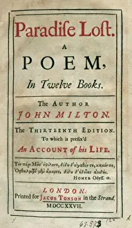 Milton Prints: Paradise Lost by John Milton (1608-1674)