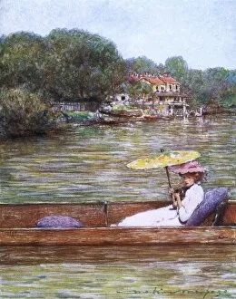 With Parasol on Thames