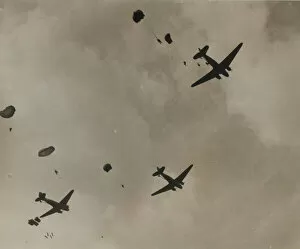 1944 Collection: Paratroops landing on the outskirts of Arnhem