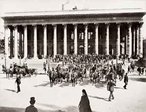 Perdestrian Prints: Paris Bourse, France c. 1890s with hackney carriages