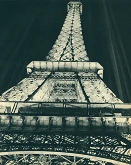 Internationale Prints: Paris Expo 1937, Eiffel Tower Illuminated