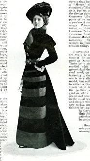 Paris fashion, visiting toilette, black plush with silk band Paris fashion, visiting toilette, black plush with silk band