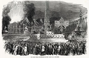 Images Dated 27th January 2021: Paris Fete - Illuminations in the Place de la Concorde. Date: 1850