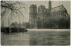 Seine Prints: Paris Flood - Notre Dame Cathedral - Isle de la Cite