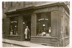 Paris, France - A. Barrot standing outside his Chemist Shop