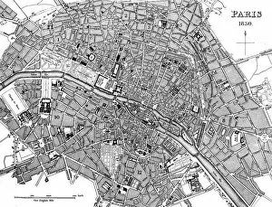 1830 Collection: Paris, France - City Map