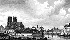 Catedrale Prints: Paris, France - General View with Notre Dame