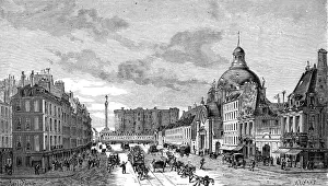 Paris, France - La Bastille from Faubourg-Saint-Antoine