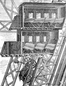 Monuments Prints: Paris, France - La Tour Eiffel, Roux Elevator
