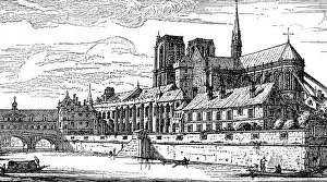 Eglise Prints: Paris, France - Notre-Dame and Archbishops Palace