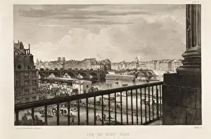Paris. Pont Neuf, 19th c. Litography. SPAIN