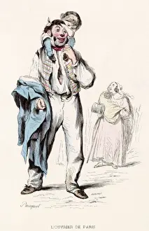 Paris workman with his wife and child Date: 1850