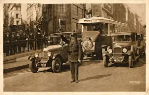 Boulevards Prints: Parisian Officer directing traffic on Les Grand Boulevards