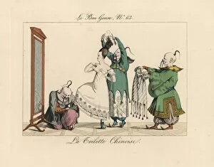 Slippers Gallery: A Parisian woman getting dressed in the Chinese style