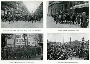 Parisians celebrate peace treatry, France, 1919
