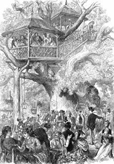 Hoisted Prints: Parisians at Sceaux: Dining in a Tree, 1872