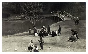 Mixture Gallery: Park at Yokohama, Japan - late 1920s - the boys and men have adopted European Western dress, however