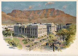 Parliament House at Table Mountain, Cape Town, South Africa. Date: 1875