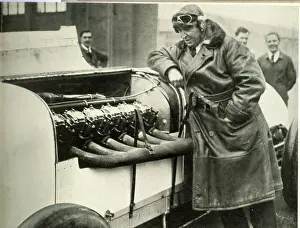 Gained Prints: Parry Thomas, racing driver, inspecting 400 hp engine