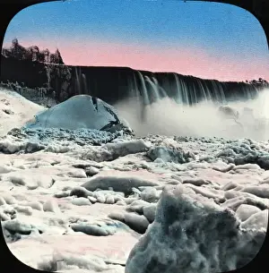 Waterfall Prints: Partially-frozen Niagara Falls, NY State, USA