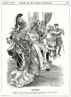 Colonies Collection: Partners - Britannia and the Colonies dance together while Tsar Nicholas II dances with Madame