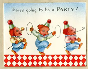 Hoops Prints: Party Invitation Card, Three Dogs