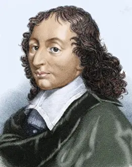 Physician Prints: Pascal, Blaise (1623-1662). Colored engraving