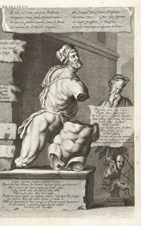 17th Century Prints: Pasquino or Pasquin, antique Hellenistic statue of Menelaus