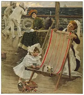 Deck Chair Prints: Passengers on Cruise 19C
