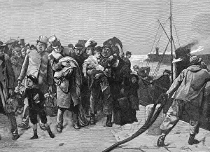 Passengers disembarking after a rough passage, 1883