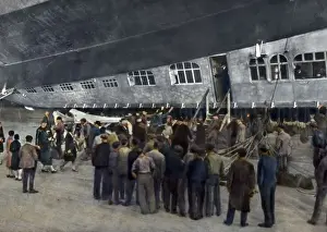 Passengers for the Graf Zeppelin LZ 127 colour tinted