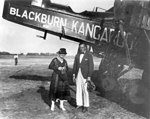 Photographic Collection: Two passengers pose alongside a Blackburn RT1 Kangaroo