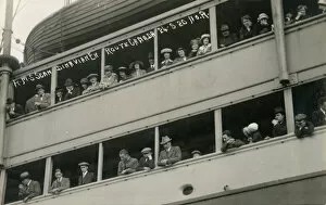 Trans Atlantic Collection: Passengers on the rail of the RMS Sacndinavian to Canada