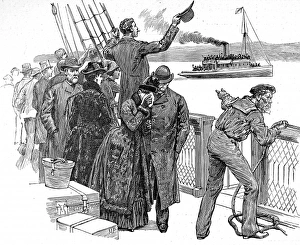 Images Dated 16th December 2004: Passengers on a Trans-Atlantic steamer waving goodbye to the