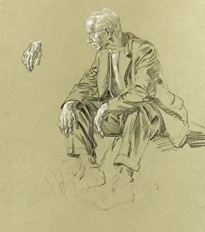Pastel study of an old man