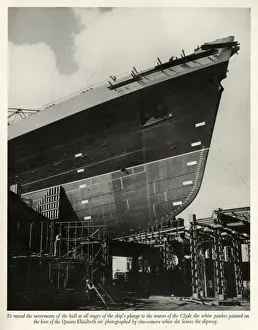 Slipway Prints: Patches painted on the bow of the Queen Elizabeth
