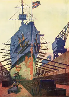 Torpedoes Prints: Patching a Blister (a bulb of steel along the sides of the keel designed as a defence against torpedoes)
