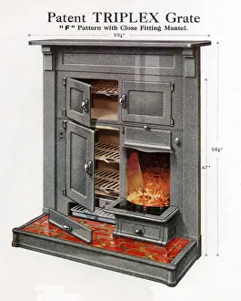 Surround Prints: Patent Triplex Grate F Pattern with close-fitting mantel