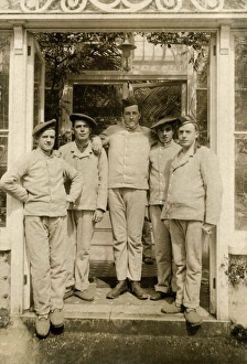 Five patients on the Winter Garden steps Quex Park VAD Hospi Five patients on the Winter Garden steps Quex Park VAD Hospi