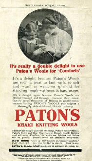 Knitting Gallery: Patons Khaki knitting wools advertisement, WW1