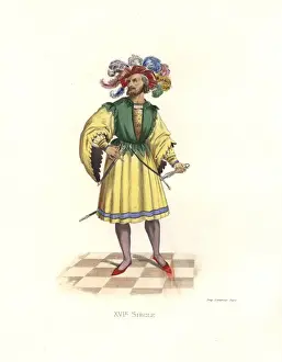 Lemon Prints: Patrician of Nuremburg, 16th century, in plumed