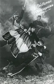 Colleague Prints: Patriotic French postcard, Defending the Flag, WW1