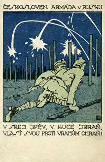 Patriotic postcard, Czech Army in Russia, WW1