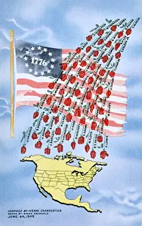 Patriotic Postcard, Signees of Declaration of Independence
