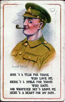 Joining Prints: Patriotic postcard, Soldier in the British Army. Date: circa 1940