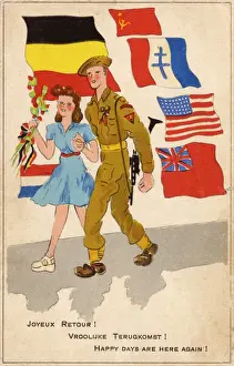 Victorious Prints: Patriotic Propaganda Postcard - WWII
