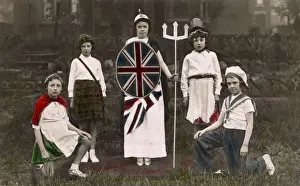 Five Patriotically-dressed children - WW1 era
