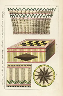 Needlework Prints: Patterns for basket, box and mat in woven straw