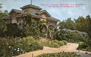 Kiosk Prints: Paul de Longpre and his daughter in his garden